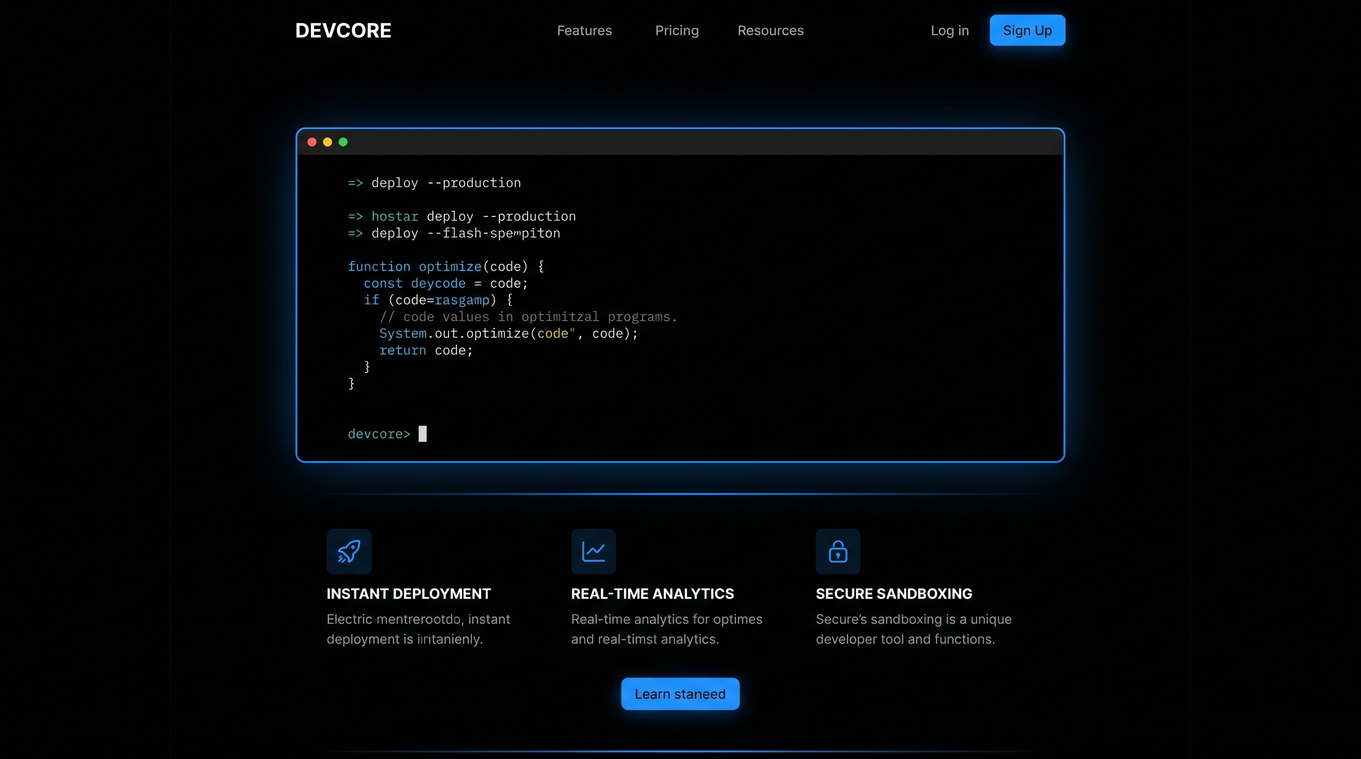 Devtool security SaaS template preview